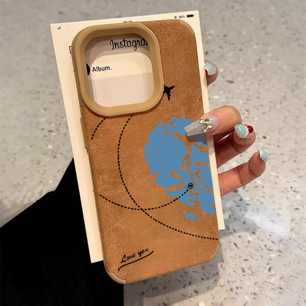 Retro Black Love Heart Luxury Executive Fiber Leather Shockproof Phone Case