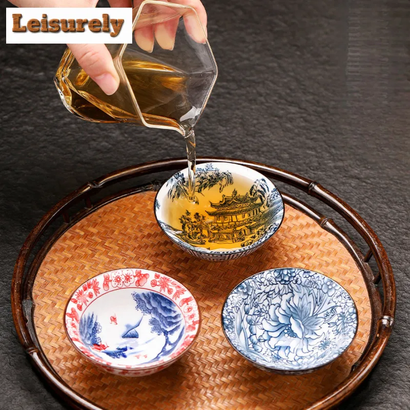 Chinese Blue and White Porcelain Teacup Boutiques Tea Bowl Handmade Tea Set Accessories Portable Master Cup Tea Table Supplies