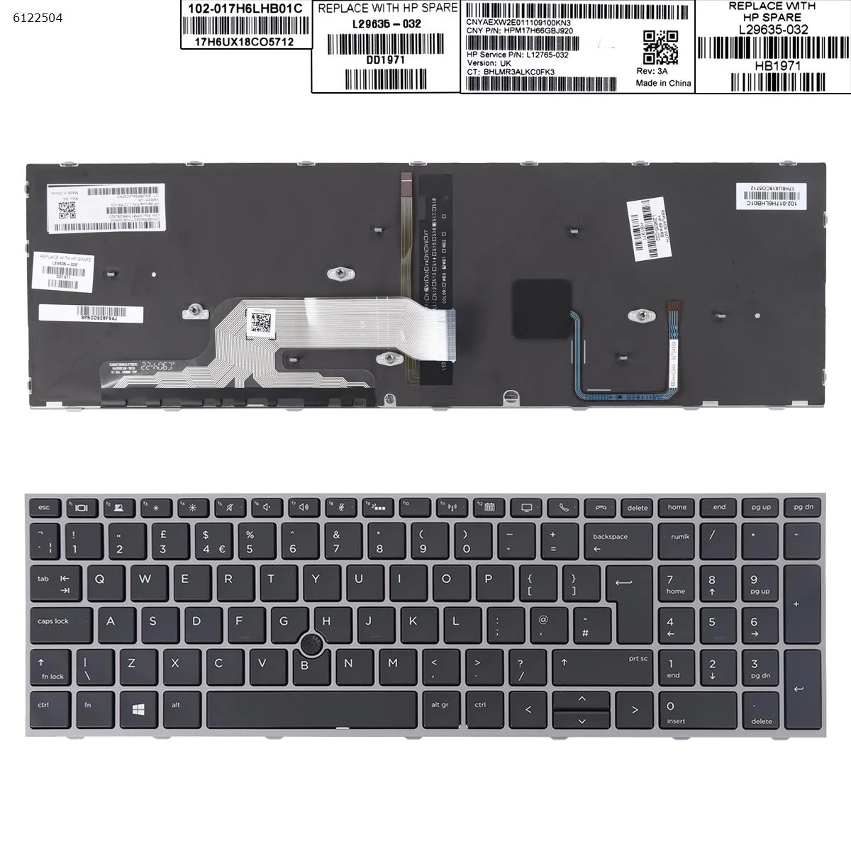 Uk Laptop Keyboard For Hp Zbook 15 17 G5 G6 Gray Frame Black Backlit