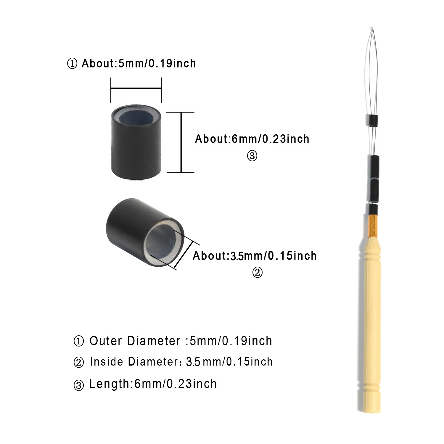 500개/봉투 5.0mmX6.0mm 라인형 실리콘 구리 튜브 헤어 익스텐션 루프 링 헤어 비즈 (인모 익스텐션 브레이드용)