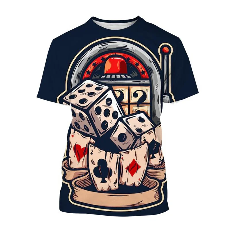 

Retro 3D Printing Dice Poker T Shirt For Men Creative Cool Summer Short-sleeved Tees Personality Streetwear T-shirt Tops Clothes