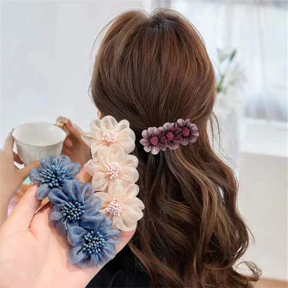 

Women Flower Camellia Hairpins Barrettes Spring Hair Clip Bands Wedding Girls Ponytail Hair Accessories Hairstyling Hairgrip