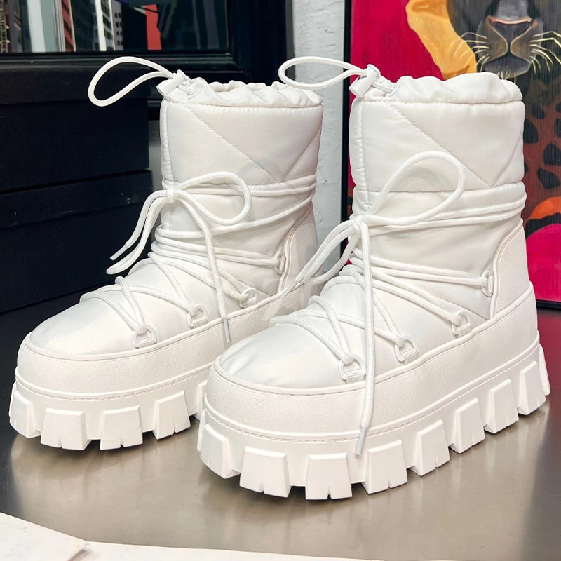 

Warm Ladies Ankle Boots Winter New High-Quality Platform Lace-up Short Boots Non-slip Wear Resistant Thick Bottom Women's Shoes