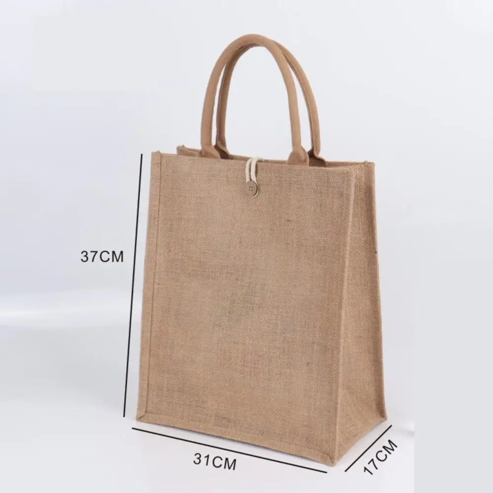 Fashion Burlap Tote Bag Women Jute Beach Shopping Handbag Vintage Portable Reusable Gift Bags withe Handle Multiple Sizes