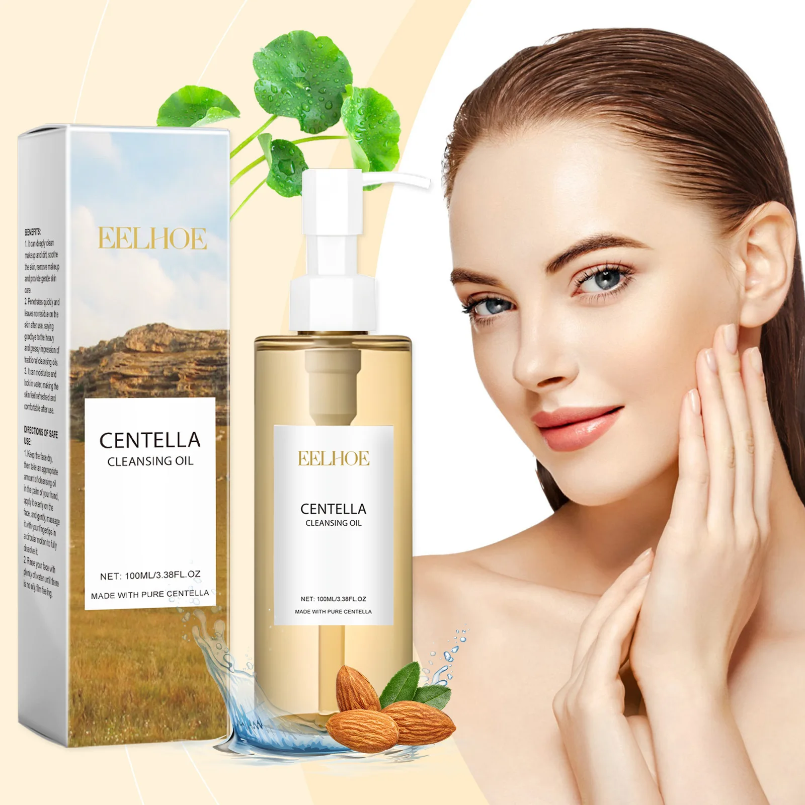 Centella Cleansing Oil Facial Makeup Remover Moisturizing Face Refresher Cleaning Centella Asiatica Extract Vitamin E Skin Oil 3