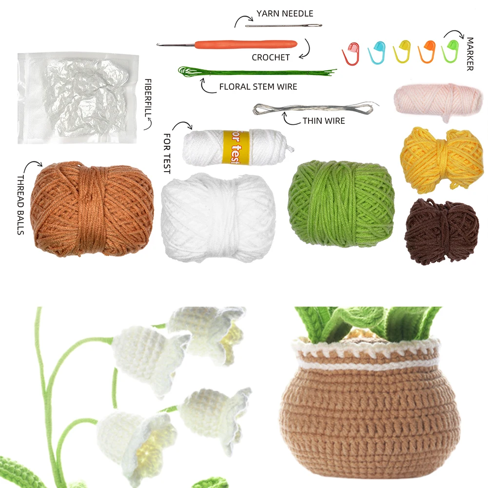 Cute Flower Crochet Starter Kit Creative Handmade Flower Knitted Kit Flowers Sewing Material Package DIY Knitting Supplies