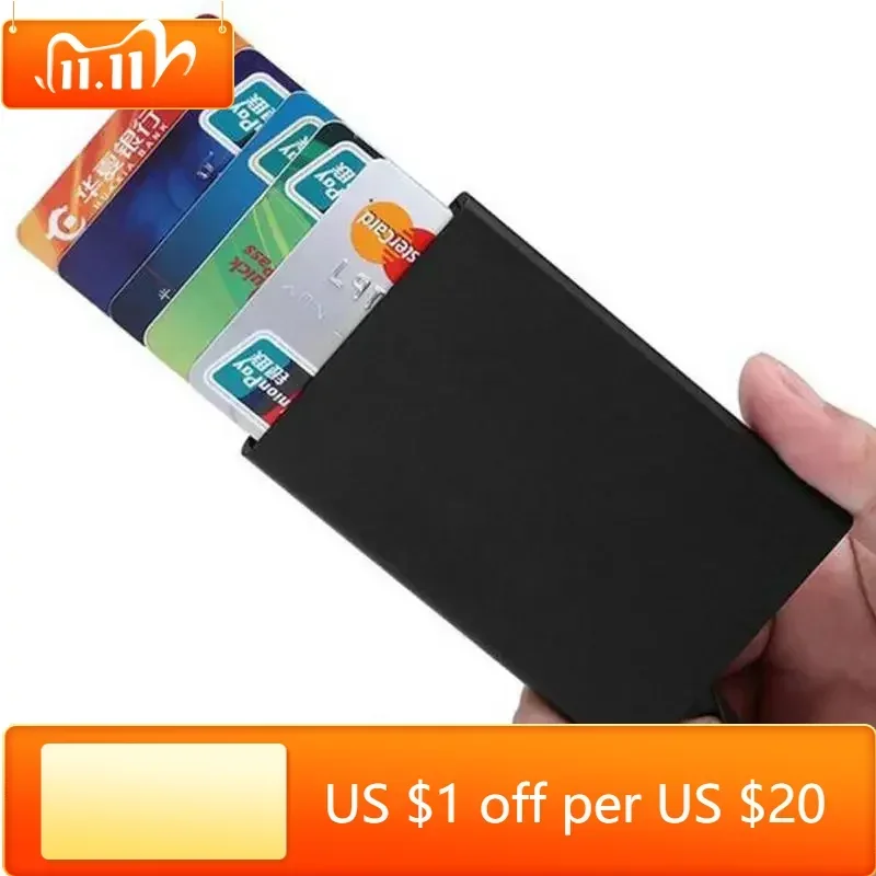 

Credit Card Holder Men Slim Anti Protect Travel ID Cardholder Women Rfid Wallet Metal Case Porte Carte