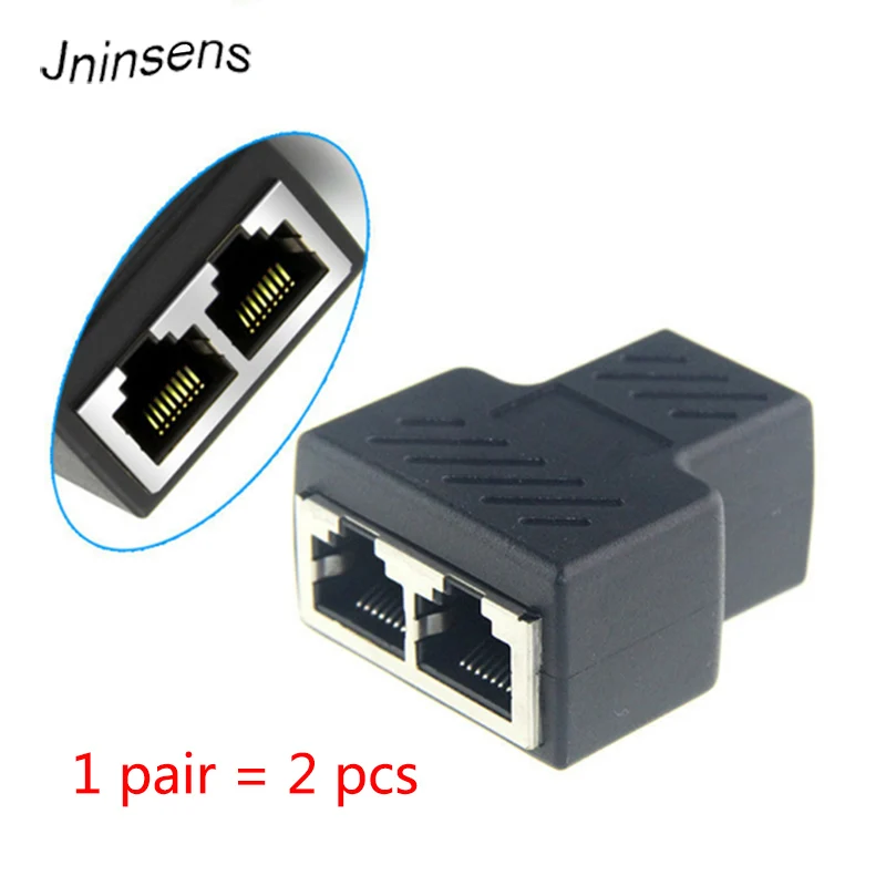 

2 pcs/set New 1 to 2 Dual Female Port RJ45 Splitter Connector CAT6 LAN Ethernet Sockt Network Connections Splitter Adapter