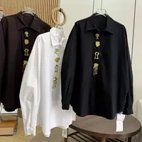 Chemisiers en coton à paillettes amovibles pour femmes, Design de marque de luxe, chemises à manches longues, tendance printemps 2026, noir et blanc, vêtements pour femmes 1