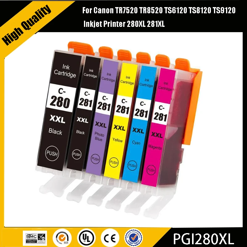 Ink Cartridge Inkjet Ink Cartridge einkshop PGI-280 CLI-281 For Canon PGI 280 CLI 281 PIXMA TR7520 TR8520 TS6120 TS8120 TS9120 printer