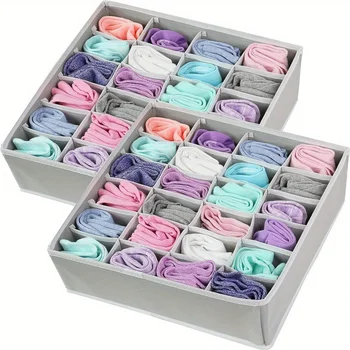 Collapsible 24-Grid Sock & Underwear Drawer Organizer 1