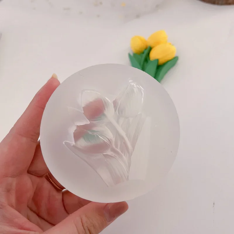 Tulip Flower Aromatherapy Candle Silicone Mold Creative Plaster Craft Decoration Handmade Soap Mold Food Grade Fondant