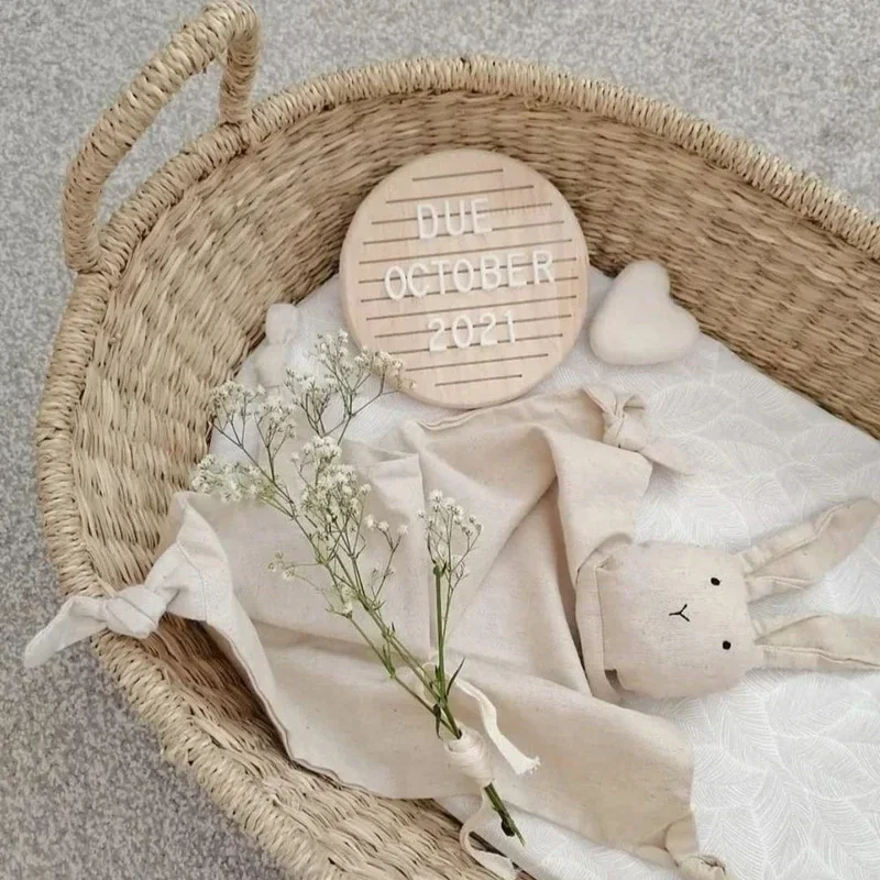 New Letter Message Board European Style Solid Color Round Pure Oak Baby One Month Old Photo Props Photography Accessories