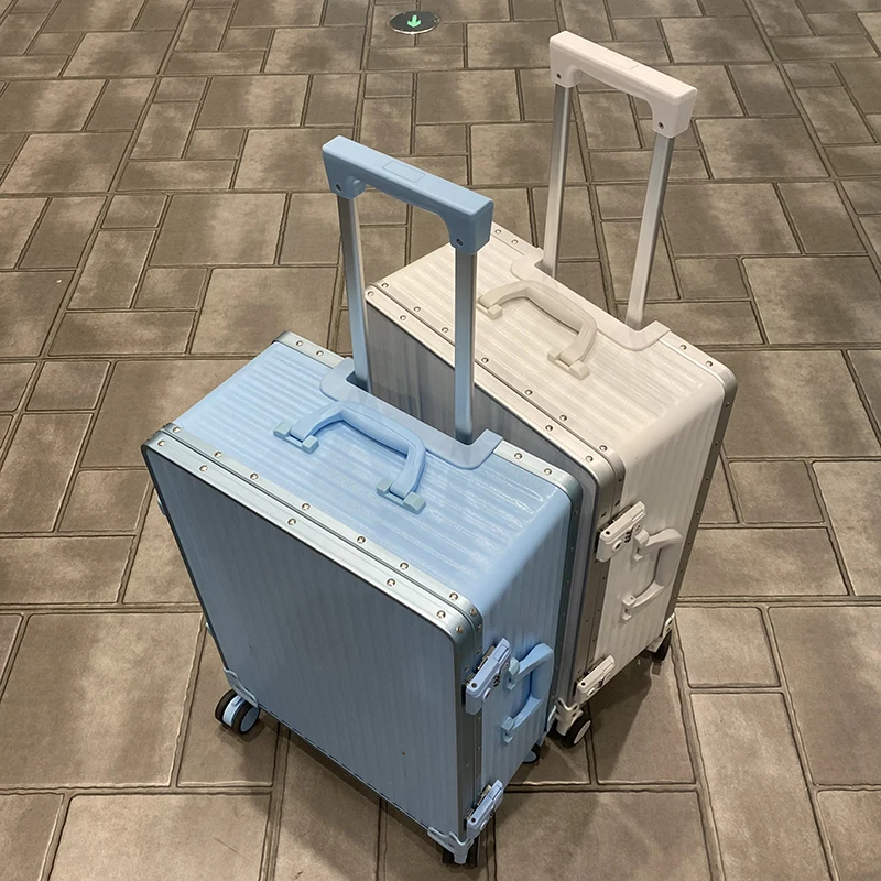 Brand Fashion Luggage Japanese style  20/24/28 inch ins mute wheel boarding travel suitcase aluminum frame trolley luggage