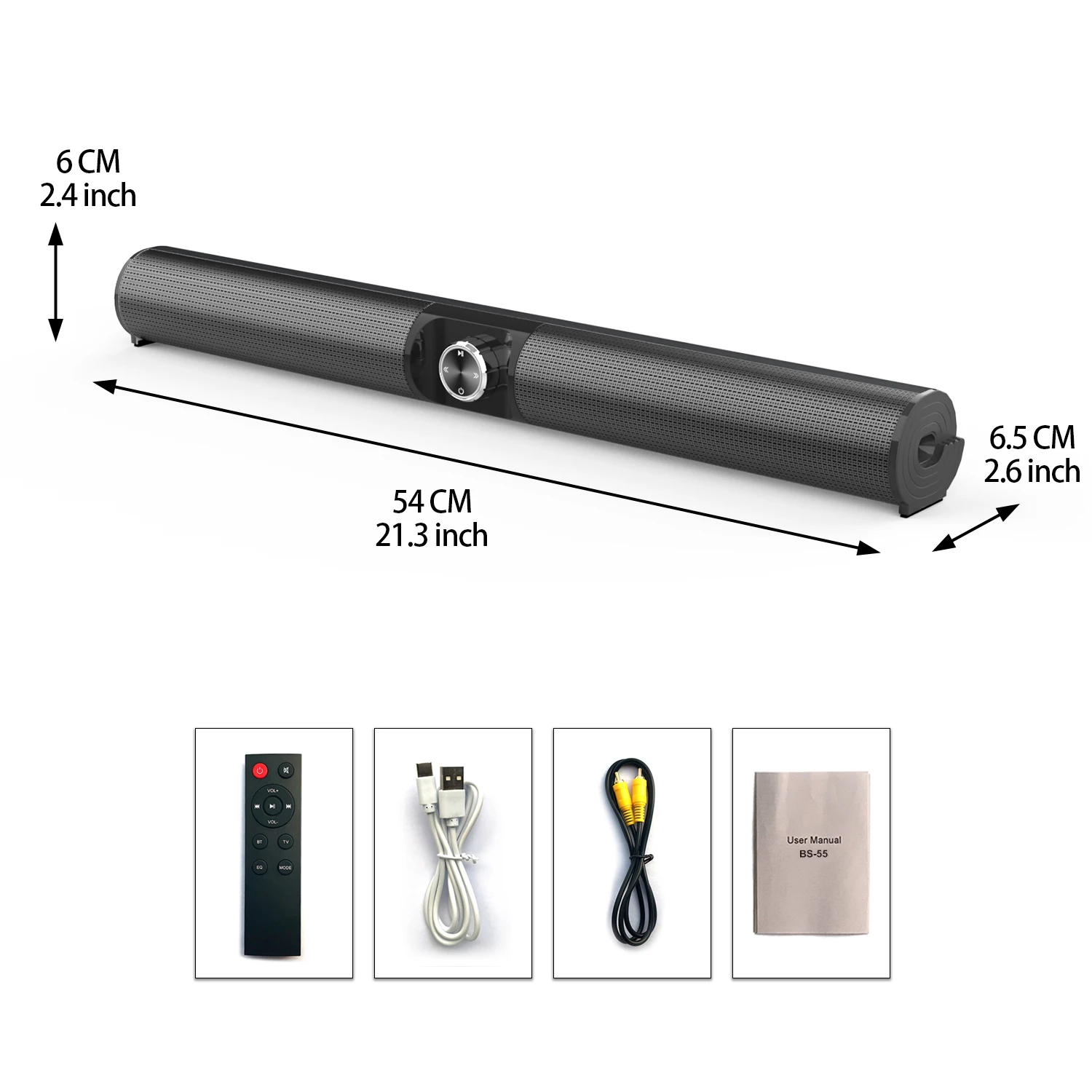 BS-55 100W TV Car Sound Bar Wired and Wireless Bluetooth-compatible Home Surround SoundBar for PC Theater TV Computer Speaker