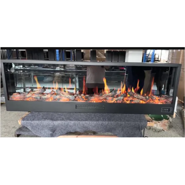 3D Electric Fireplace With Simulated Crackling Sound New Designed LCD Fire Place Insert Installation Remote Control 3