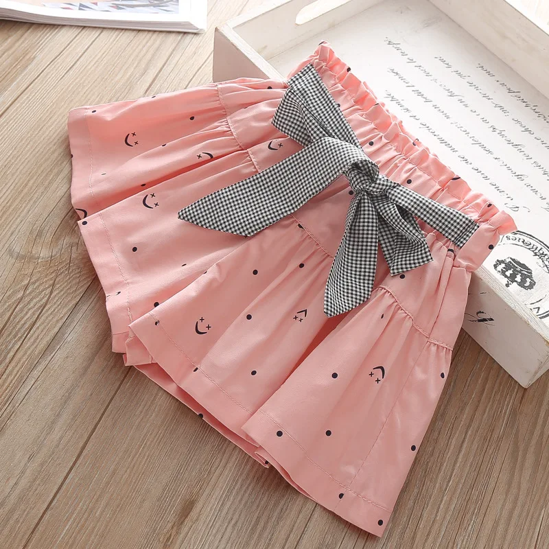Summer Kids Girls Cotton Shorts Skirts Skorts Bowknot Waistband kids shorts,kids trousers