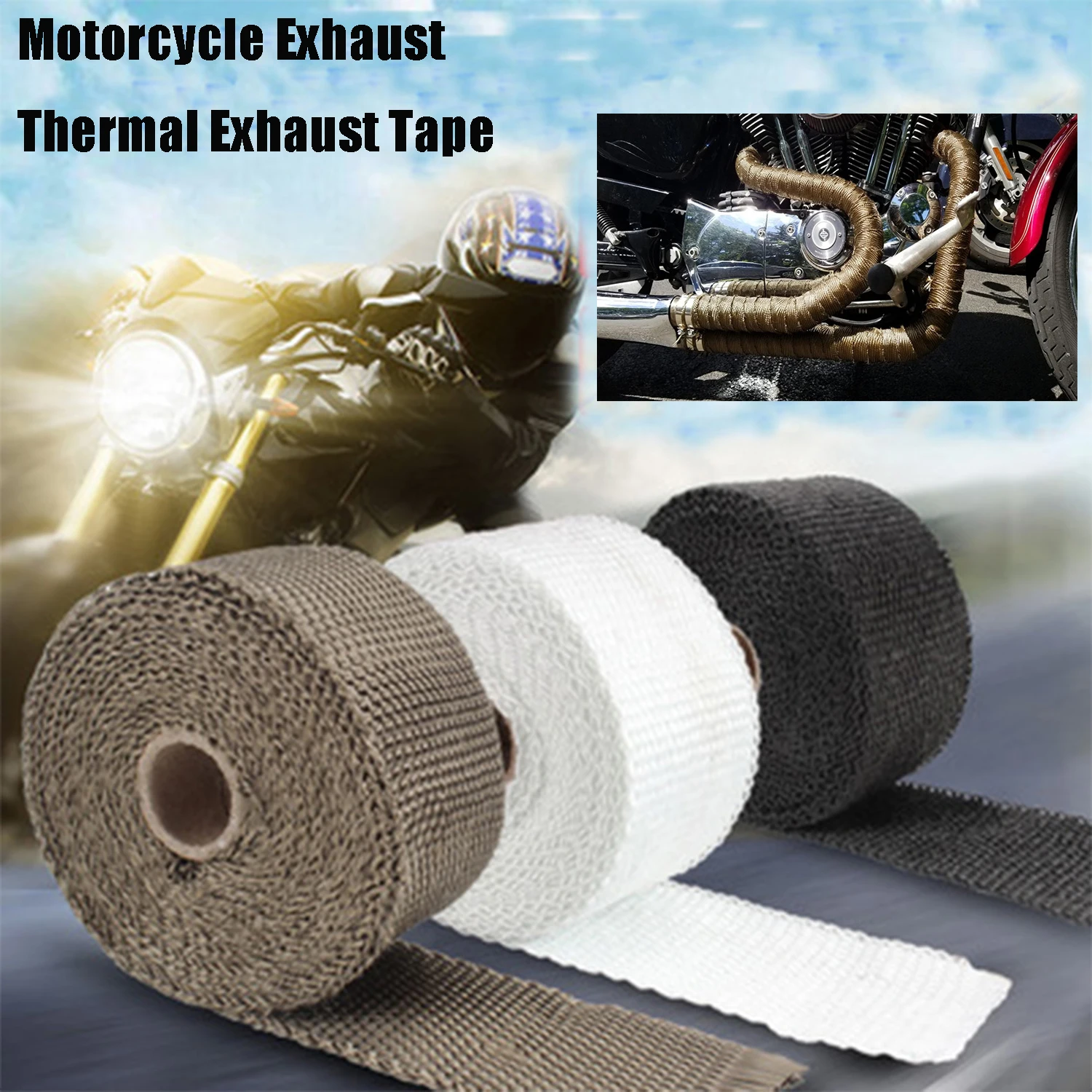 Nastro di scarico termico per scarico moto per auto nastro termico di  scarico Wrap Pipe Wrap Shields collettore Header isolamento accessori per  auto - AliExpress