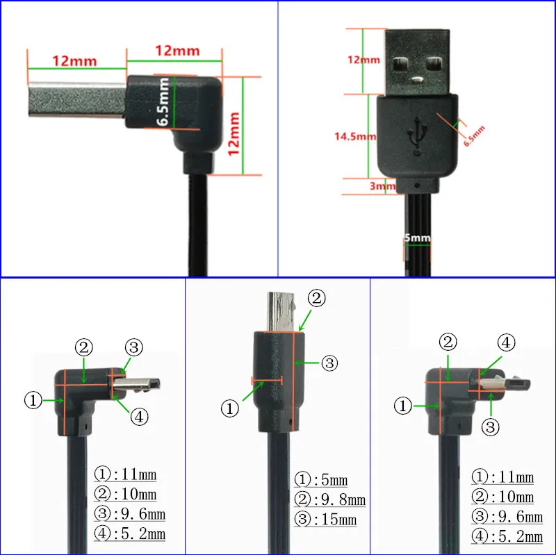 USB 2.0 to Micro USB Charging Cable Bundle Pack (2 x 0.3M and 3 x 0.2M