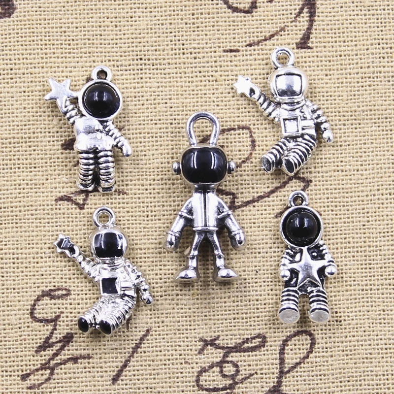 20 Ciondoli Astronauta In Stile Antico – Argenteo, Unisex, In Lega Znic, Per Creazione Gioielli Fai Da Te, Tibetano