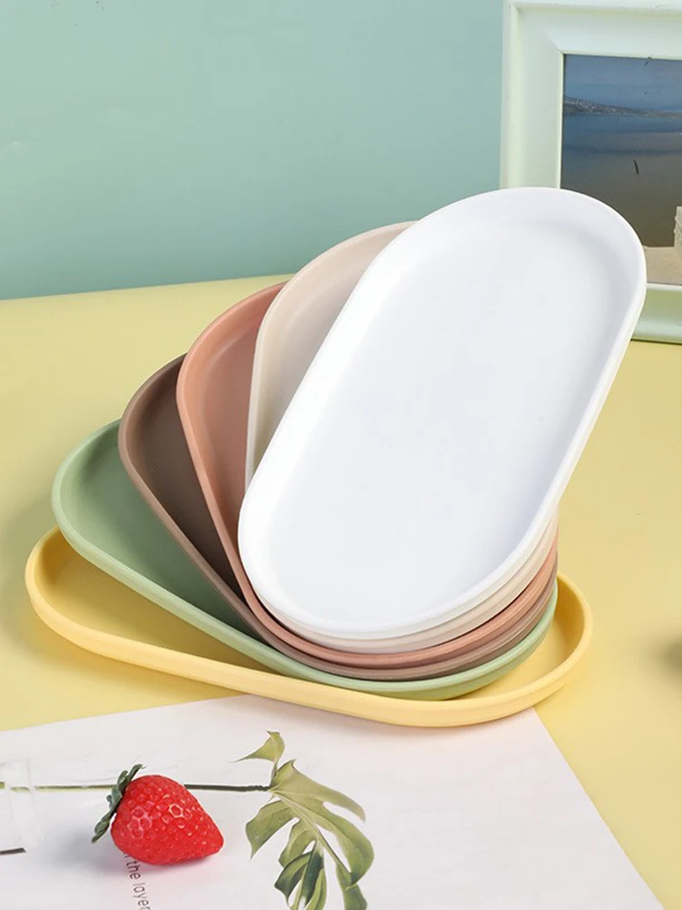 Multipurpose Oval Serving Tray Colourful Plastic Food Storage Serving Platters For Table Party Entertaining Snack Dessert Coffee 4