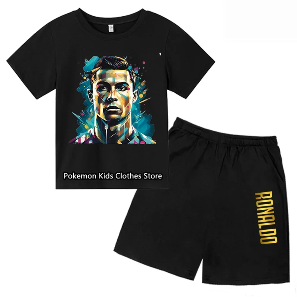Tshirt Set Kids Summer Children Clothing Baby Boys Girls Clothing Children Sports Short Sleeve Fashion Ronaldo Jersey for Kids 2
