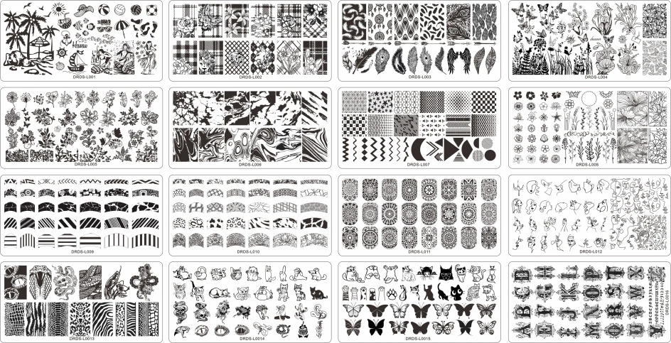 French Marble Striped Nail Stamping Plates - Nail Art Stamping Template