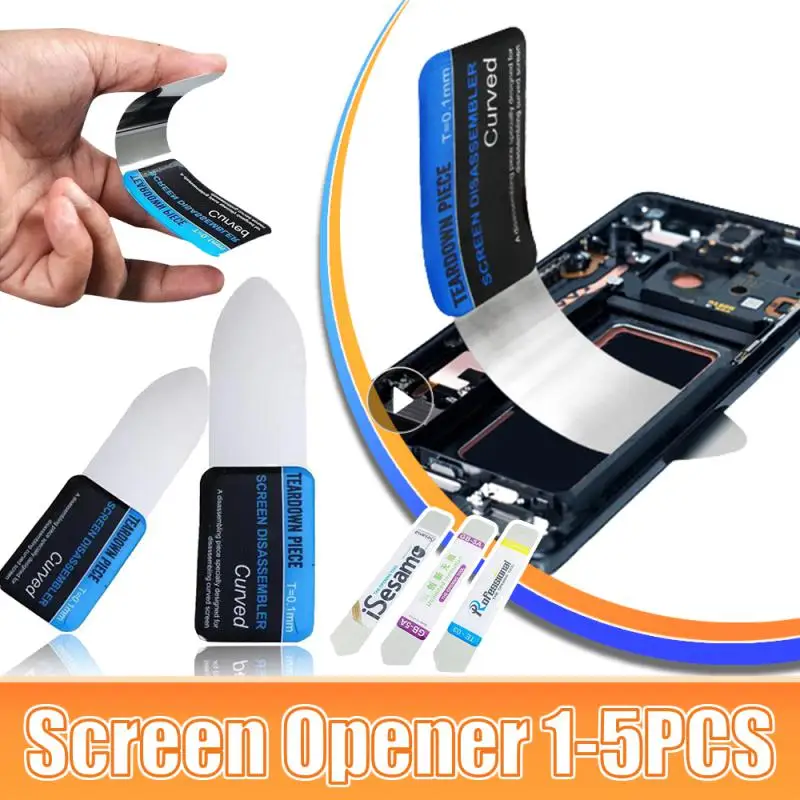 

1-5Pcs Mobile Phone Curved LCD Screen Spudger Opening Pry Card Tools Ultra Thin Flexible Mobile Phone Disassemble Steel Metal