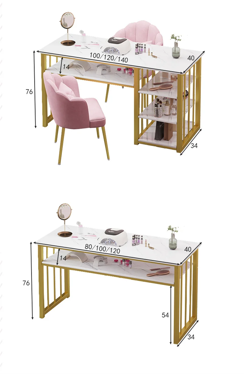 Description Picture 3 of itemLight Luxury Nail Tables Salon Furniture Modern Shop Table And Chair Set Single Double Professional Manicure U