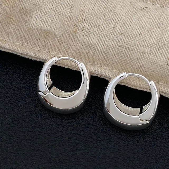 Petites boucles d'oreilles en argent Sterling 925 pour femmes, Vintage, Simple, brillant, épais, rond, cercle, hypoallergénique, bijoux cadeaux