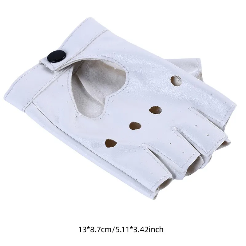 Women Fashion PU Leather Half Finger Gloves Heart Hollow Fingerless Gloves for Boy Dance for pu leather gloves