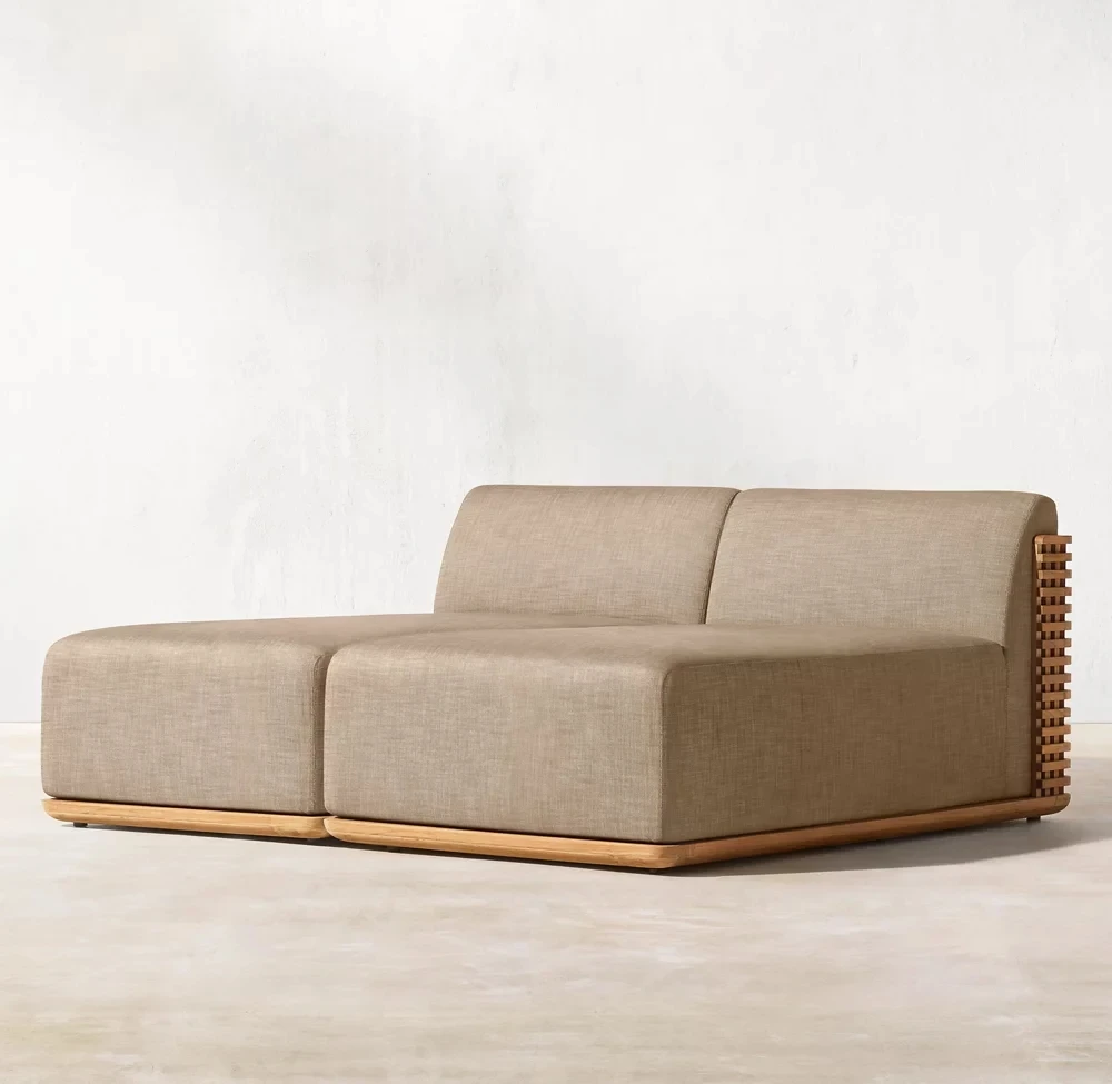 

Hot-selling patio teak furniture outdoor comfortable luxury daybed double chaise lounge