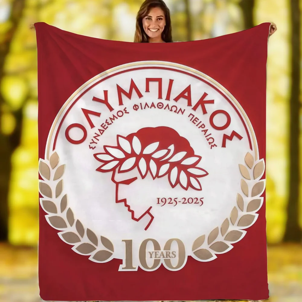 Olympiacos Club Logo Hairy Blankets for Bed Blanket Large Cobija Cute Throw Blanket Luxury Home Interior Home and Decoration 3