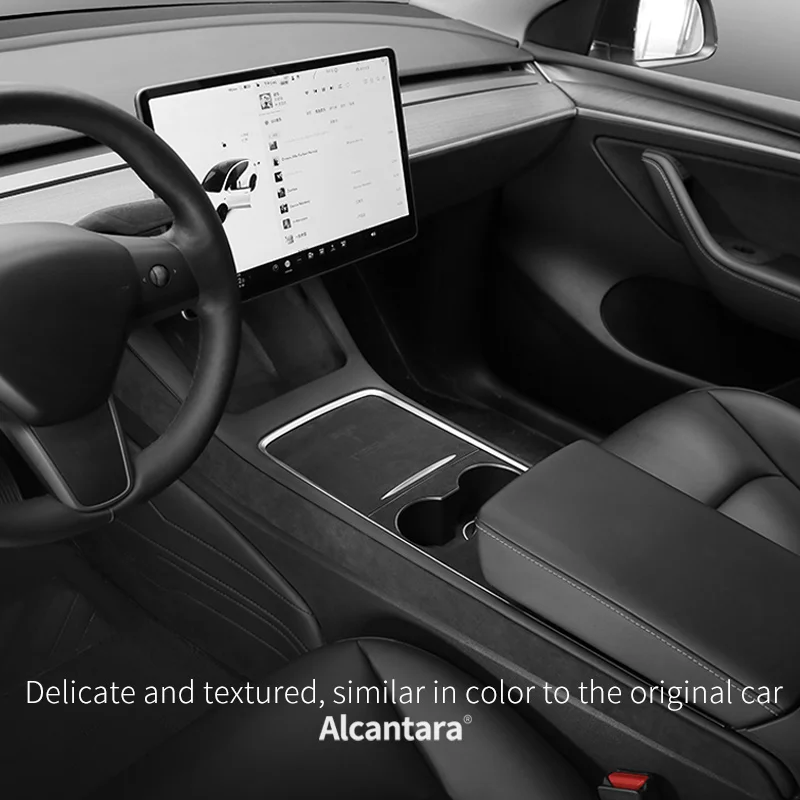 Center console sticker in Alcantara for Tesla Model 3 and Y Refresh