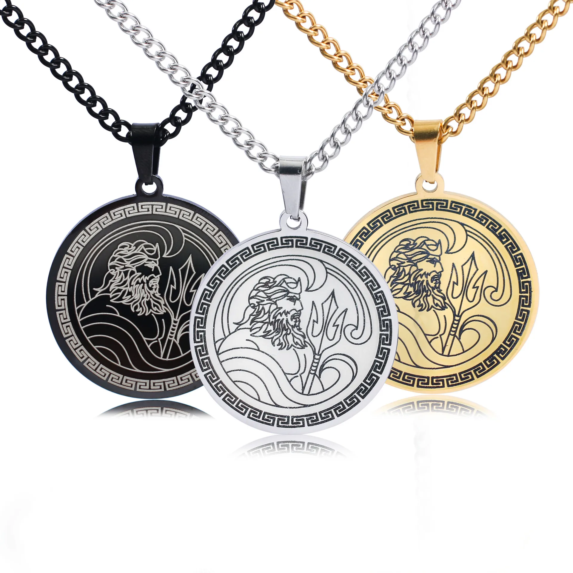 

New fashion Ancient Greek Poseidon stainless steel necklace personality temperament everything collarbone chain jewelry