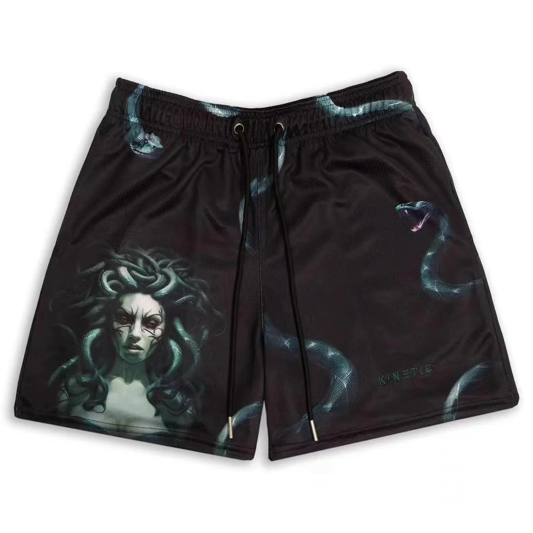 2023 Mesh Breathable Men Shorts GYM Basketball Running Quick-Drying Shorts Baggy Flame Print Fashion Shorts Summer Shorts 4