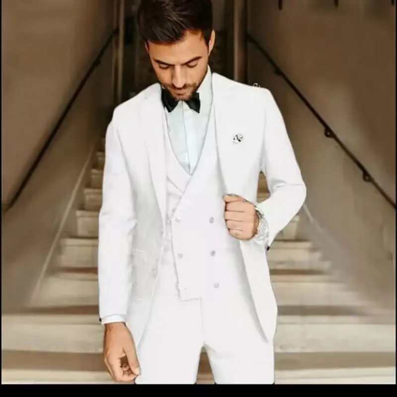 Temperament Men's Suit 2023 Groom Wedding Suits Formal Party Male Jacket Set Business Office Elegant 3 Piece (Blazer+Pants+Vest)