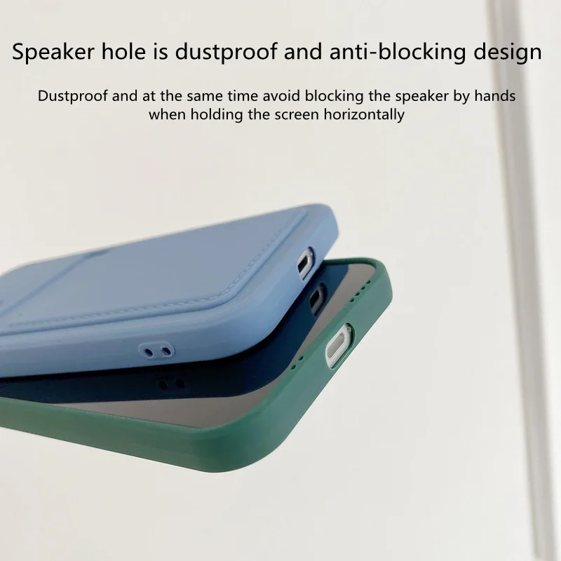 Solid Color Soft Card Holder Phone Case with Lens Protection and Shockproof Back Cover