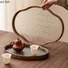 Vintage Glass Bamboo Tea Tray Fruit Dim Sum Tray Cake Tray Crabapple Flower Glass Storage Trays Household Storage Container 2