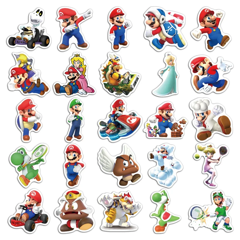 Cartoon Super Mario Game Stickers for DIY Laptop Notebook Skateboard Fridge Phone Kawaii Waterproof Decal Sticker Kids Toys 4