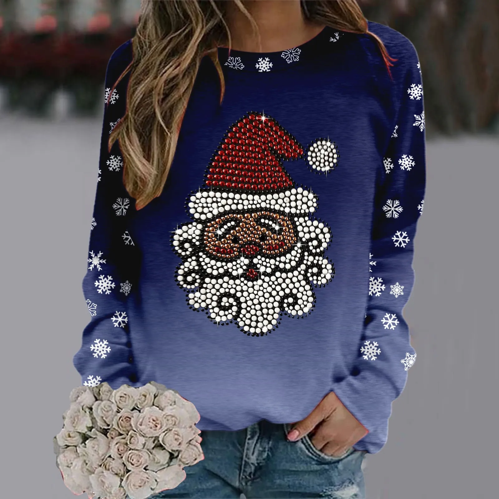 

Suitable Sweatshirt For Womens Merry Christmas Print O Neck Round Neck Fit Pullover Tops Casual Long Sleeve Workout Knit round
