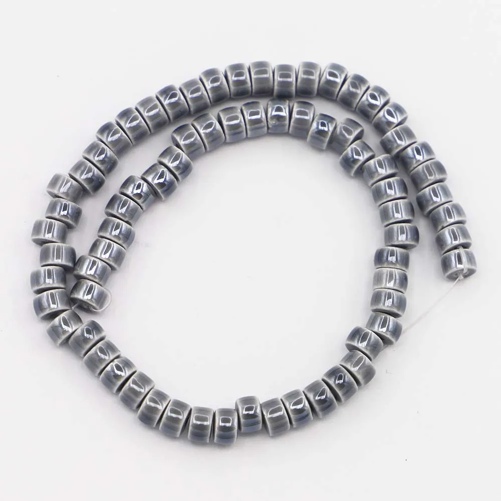 New Drum Cylinder Ceramic Beads Simply Colored Round Flat Spacer Beads for Jewelry Making DIY Handmade Accessories 200pcs 6x4mm