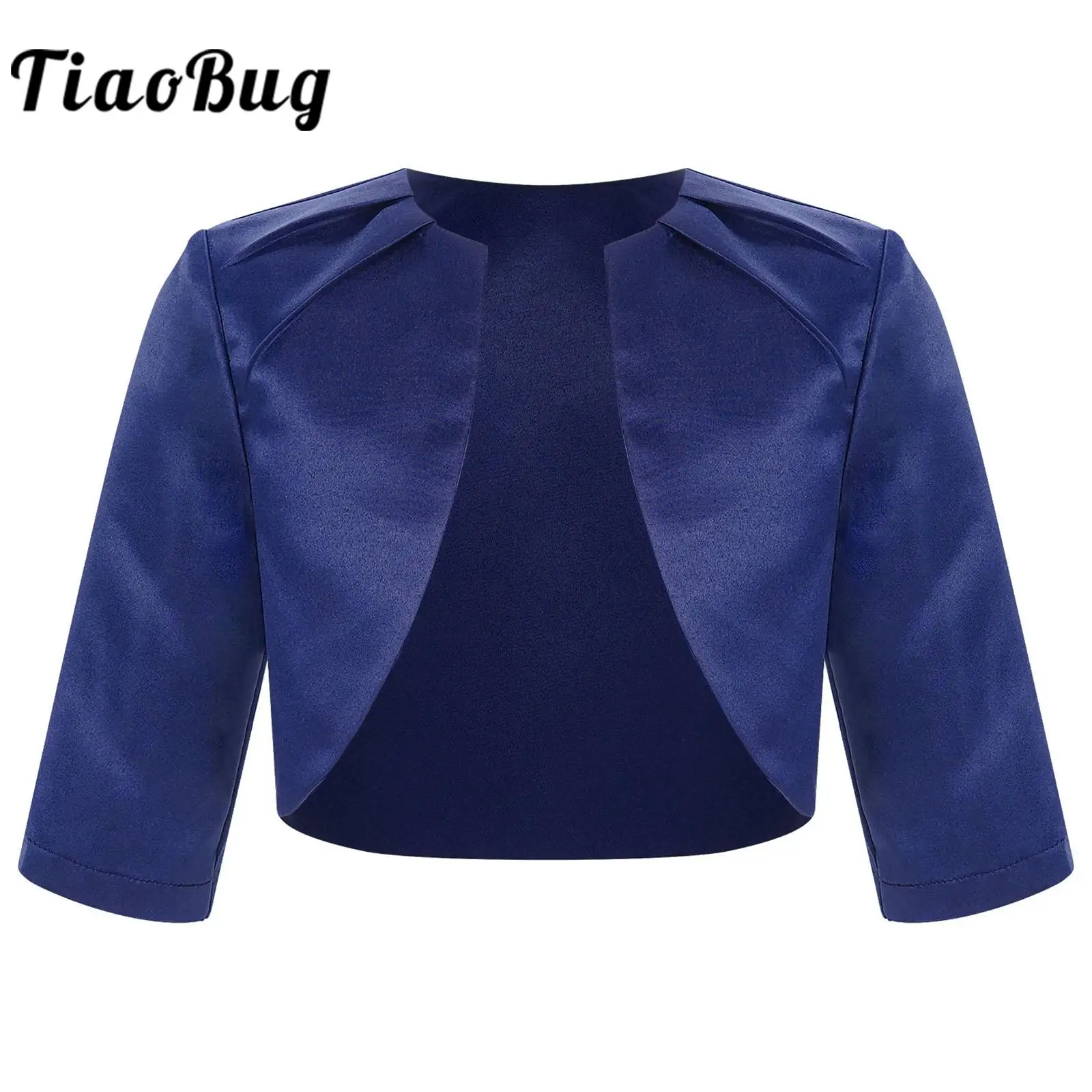 

Kids Girls Satin Open Front Cardigan Top Elegant Bolero Shrug for Wedding Party Evening Communion Coat Flower Girls Jacket Wraps