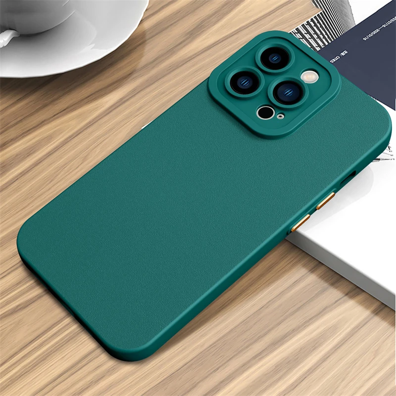 iphone 13 mini slim case Solid Color Leather Texture Silicone Phone Case For iPhone 13 12 11Pro Max X XR XS Max 7 8 Plus Camera Protection Soft TPU Cover iphone 13 mini case cheap