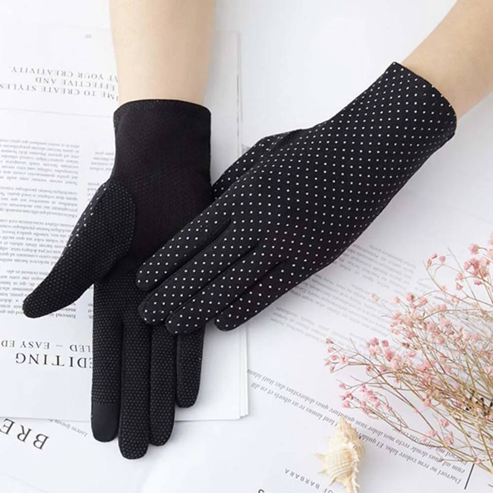 

Summer Sunscreen Thin Dot Touch Screen Gloves Short Gloves Sun Protection