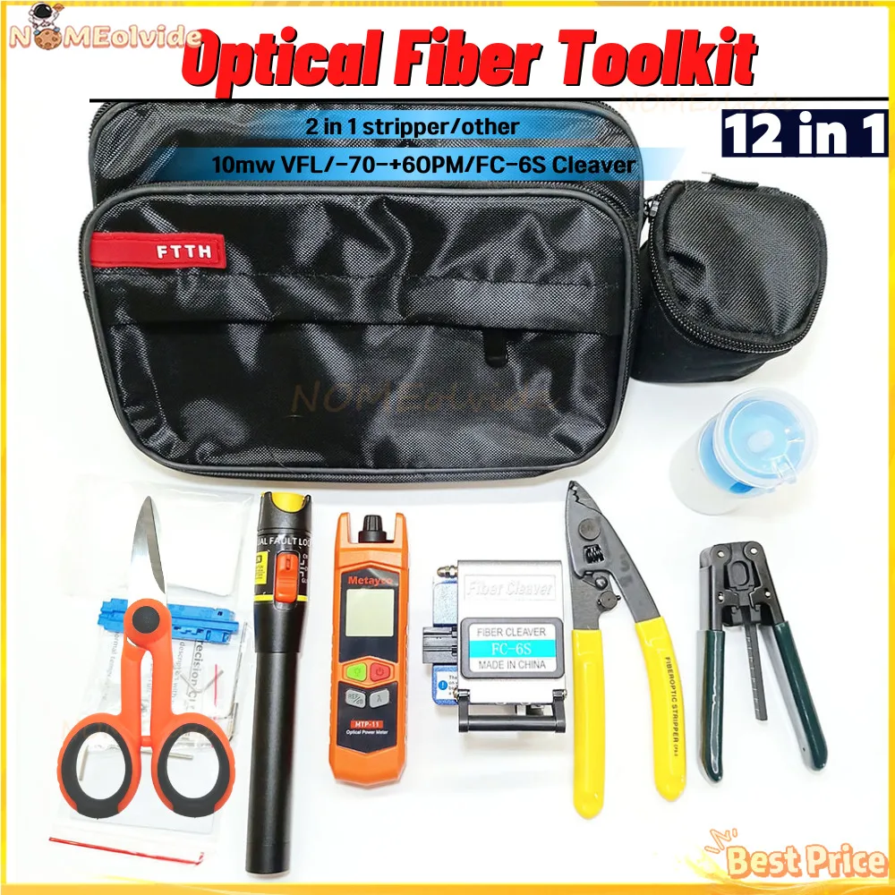 Kit Di Strumenti In Fibra Ottica Con Misuratore Di Potenza Ottica-Da 70 A 6Dbm, Fibra Fc-6S Cleaver Visual Fault Locator Kit In Fibra Ftth Da 10Mw