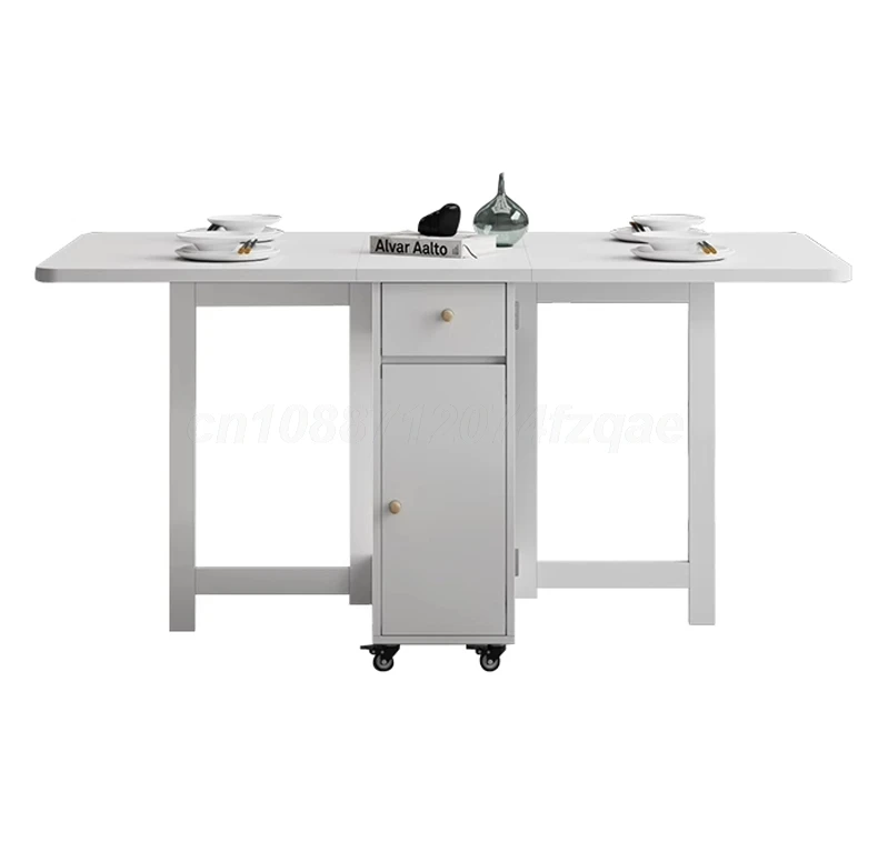 Folding Dining Table Table Multifunctional Space Saving Tables With Storage Racks Extension Dinner With 0/2/4/6 Chairs