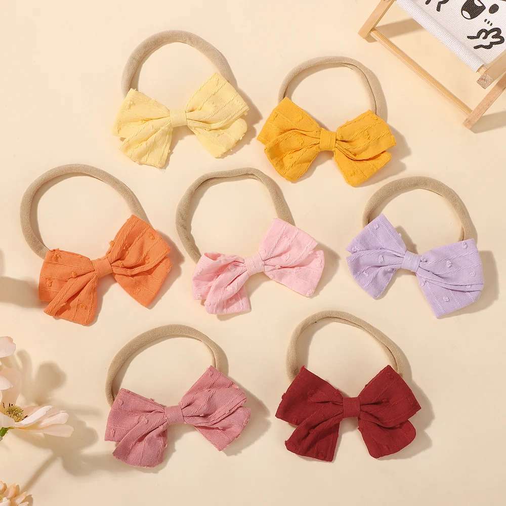 10 stücke Kinder Mädchen Zufällige Farbe Gedruckt Bögen Stirnband Weiche Elastische Haarband Handgemachte Baby Boutique Kopfbedeckung Haar Zubehör – Detail 3