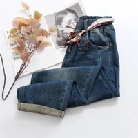 Fashion Plus Size Women's Jeans Design Belt Premium Stretch Denim Full Length Harem Pants Autumn 2025 - Image 6
