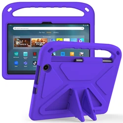 Durable EVA Kids Tablet Case with Hand Holder and Stand - Vibrant Colors for HD10 plus 2021 (Purple)